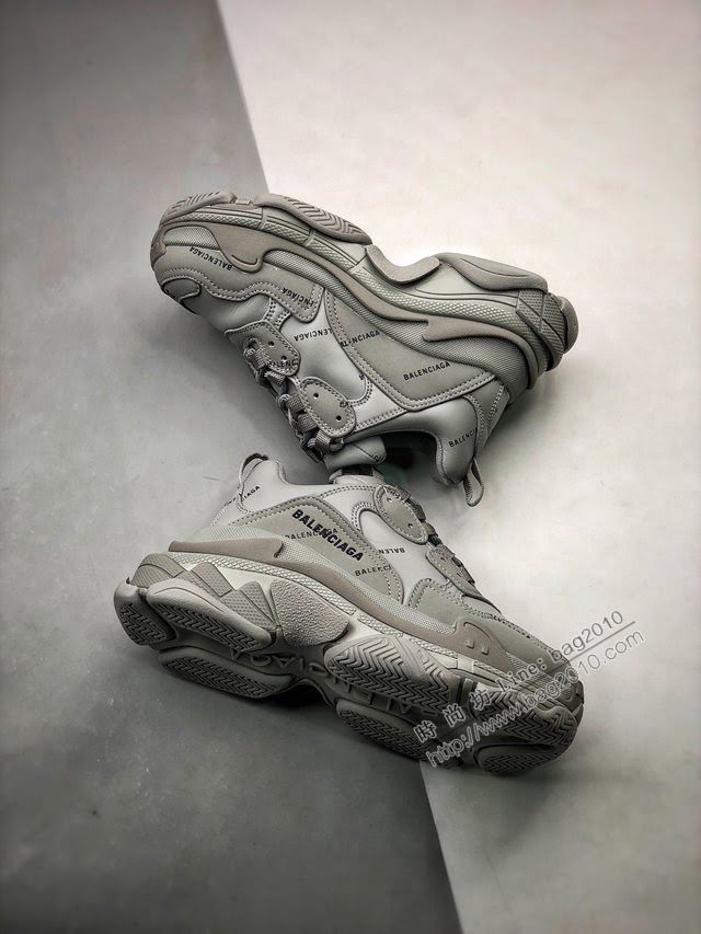 Balenciaga經典款男女鞋 巴黎世家頂級版本Triple S大底LOGO酷灰彈幕老爹鞋 Balenciaga情侶款老爹鞋  hdbl1209